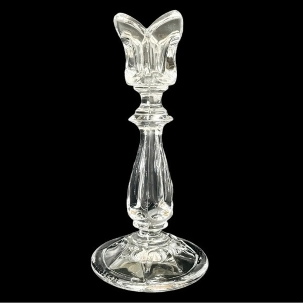 Vintage GORHAM Viscount 24% Clear Crystal Tulip Candle Holder 7.25